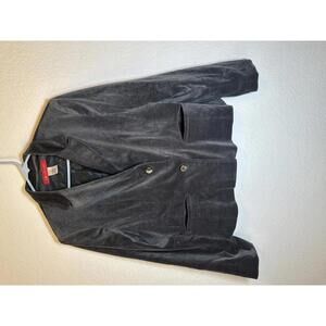 Anne Klein Women’s Sz 12 Dark Gray Velvet Blazer Stretch Button Down Pockets